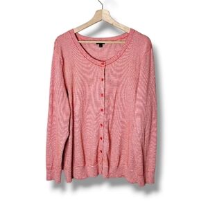 Talbots Metallic Button Cardigan Sweater 3X Plus Size Shimmer Knit Holiday Layer